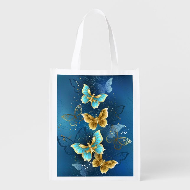 Golden butterflies grocery bag (Front)