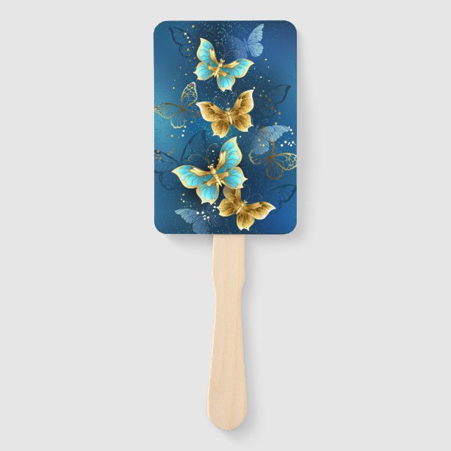 Golden butterflies hand fan (Front)