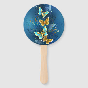Golden butterflies hand fan