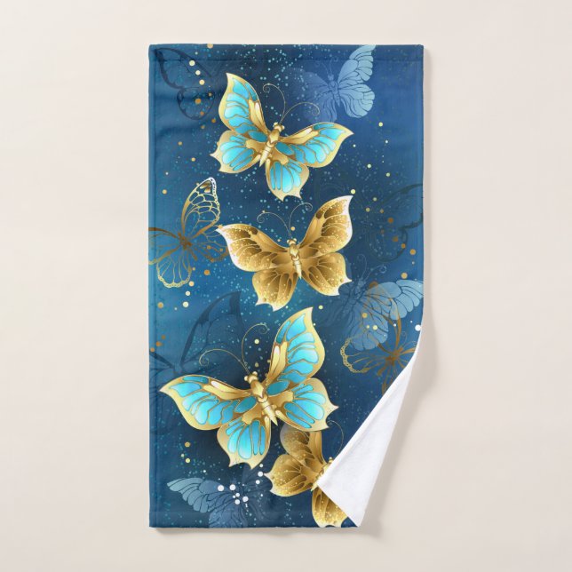Golden butterflies hand towel  (Hand Towel)