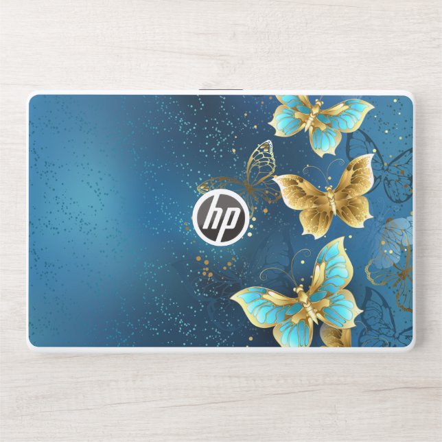 Golden butterflies HP laptop skin (Front)