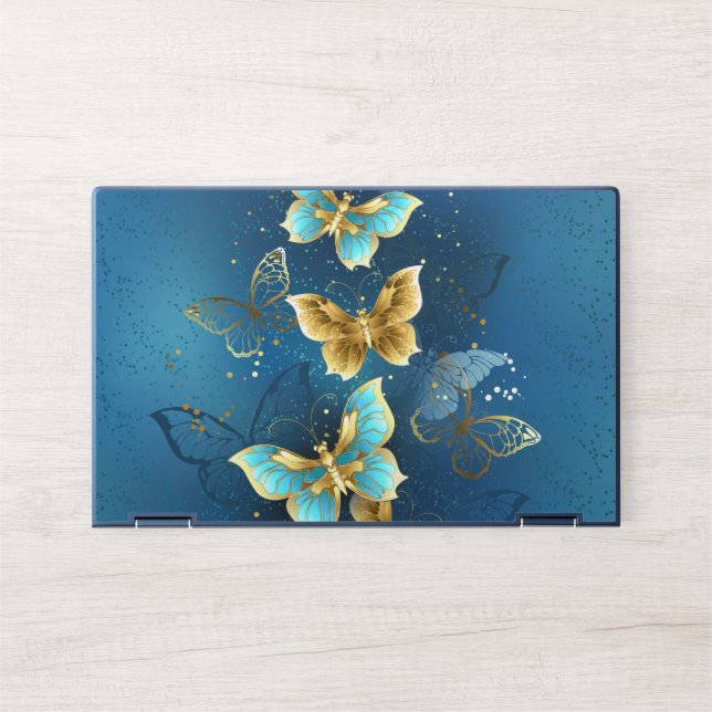 Golden butterflies HP laptop skin (Front)