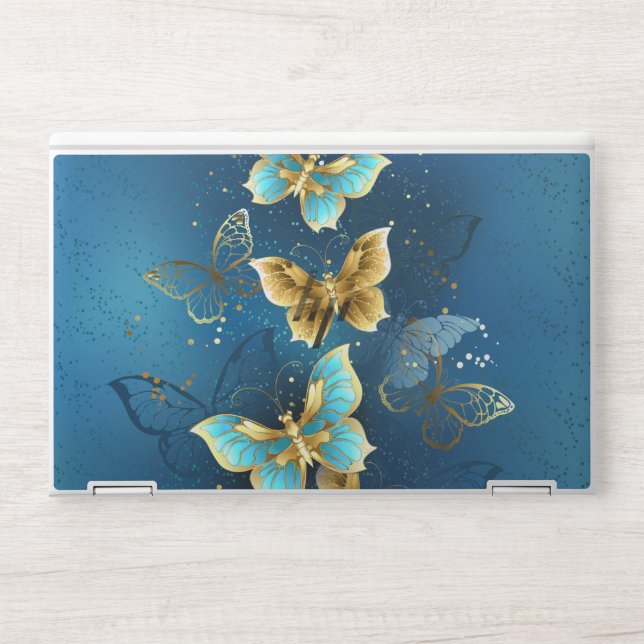 Golden butterflies HP laptop skin (Front)