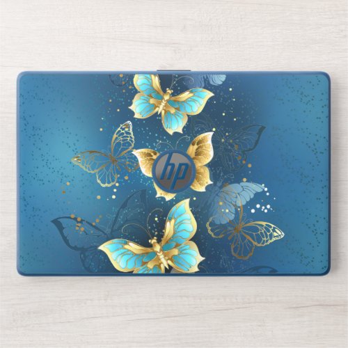Golden butterflies HP laptop skin