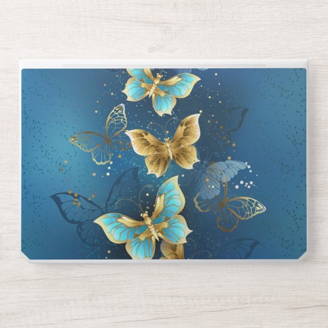 Golden butterflies HP laptop skin (Front)