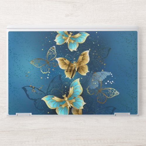 Golden butterflies HP laptop skin