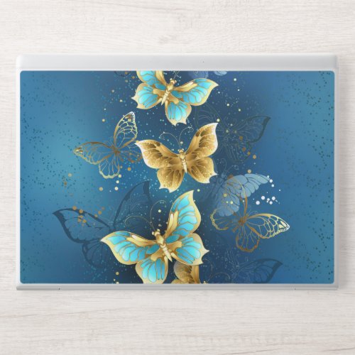 Golden butterflies HP laptop skin