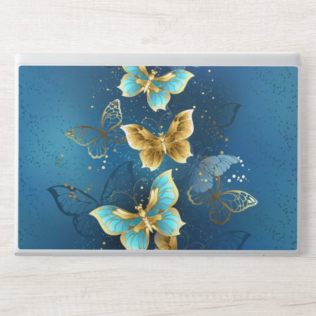 Golden butterflies HP laptop skin (Front)
