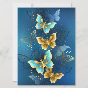 Golden butterflies invitation