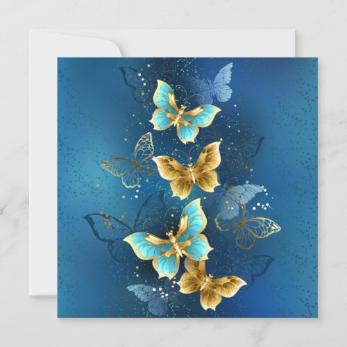 Golden butterflies invitation