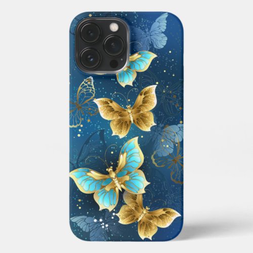 Golden butterflies iPhone 13 pro max case