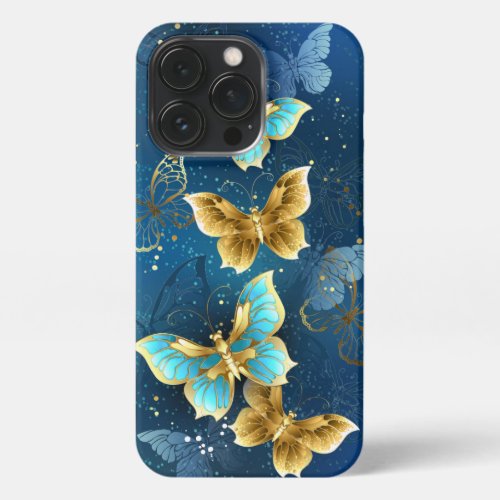 Golden butterflies iPhone 13 pro case