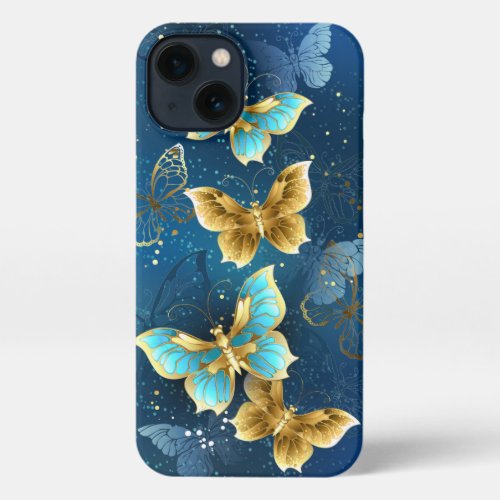 Golden butterflies iPhone 13 case
