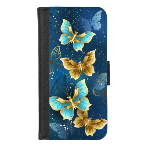 Golden butterflies iPhone 87 wallet case
