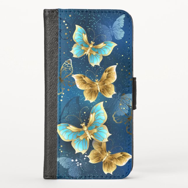 Golden butterflies iPhone wallet case (Front)