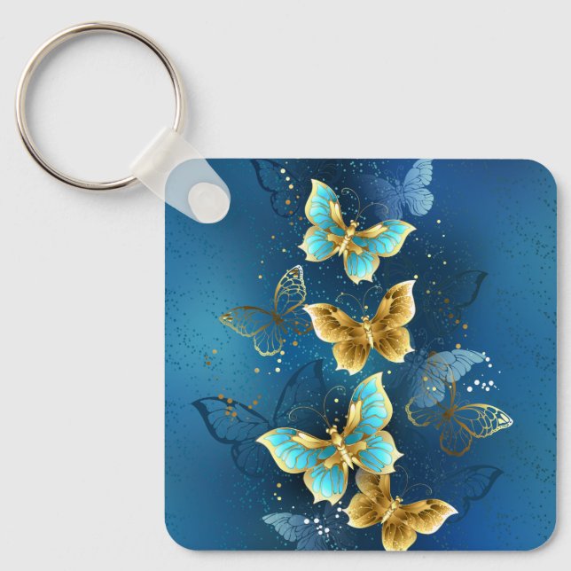 Golden butterflies keychain (Front)