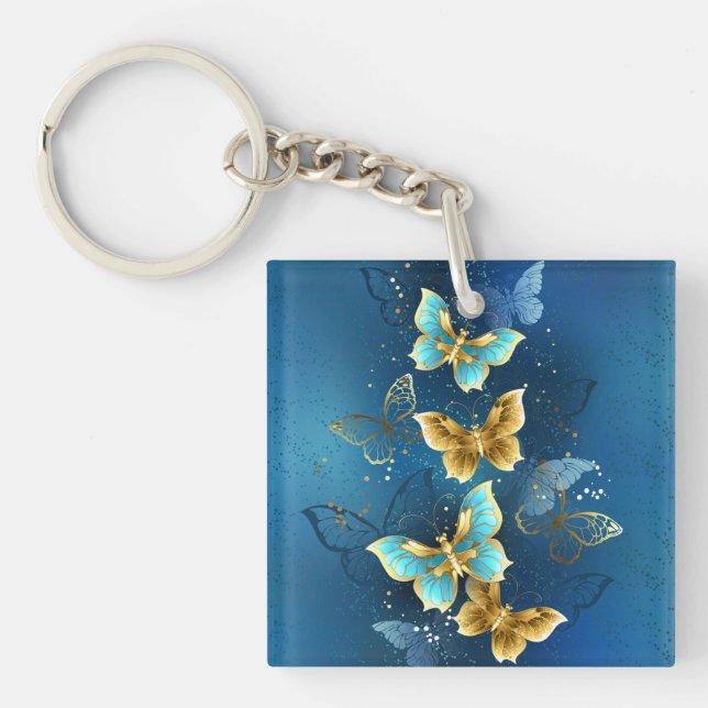 Golden butterflies keychain (Front)