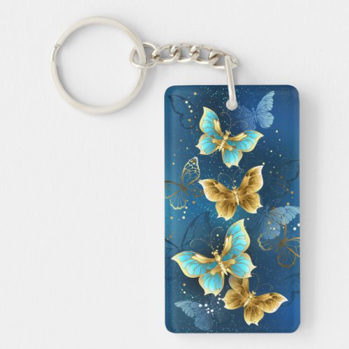Golden butterflies keychain