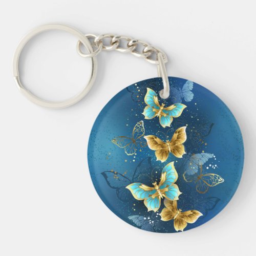 Golden butterflies keychain