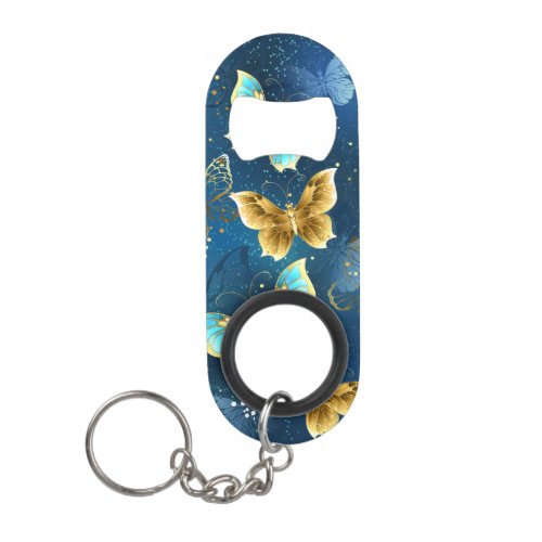 Golden butterflies keychain bottle opener