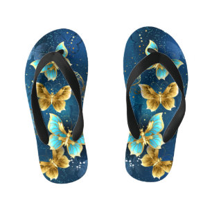 Golden butterflies kid's flip flops