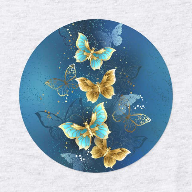 Golden butterflies kids' labels (Design 1)