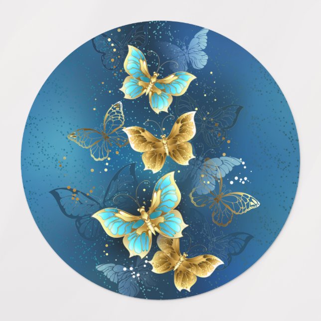 Golden butterflies kids' labels (Design 1)