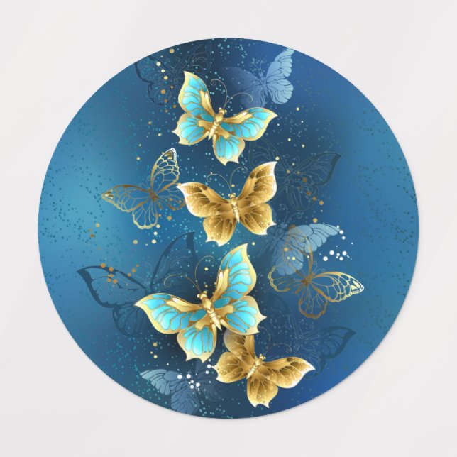 Golden butterflies labels (Design 1)