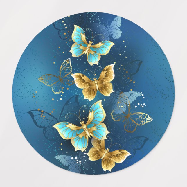 Golden butterflies labels (Design 1)