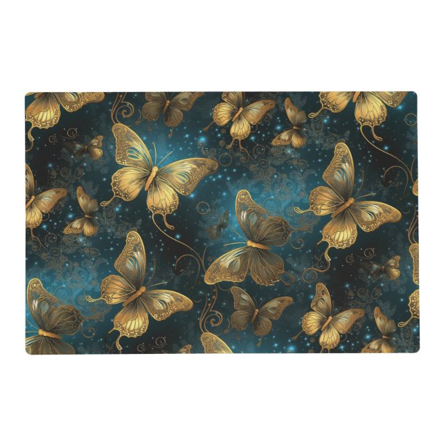 Golden Butterflies Laminated Placemat (Front)