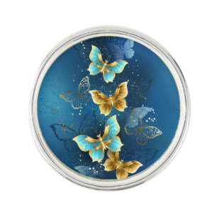 Golden butterflies lapel pin