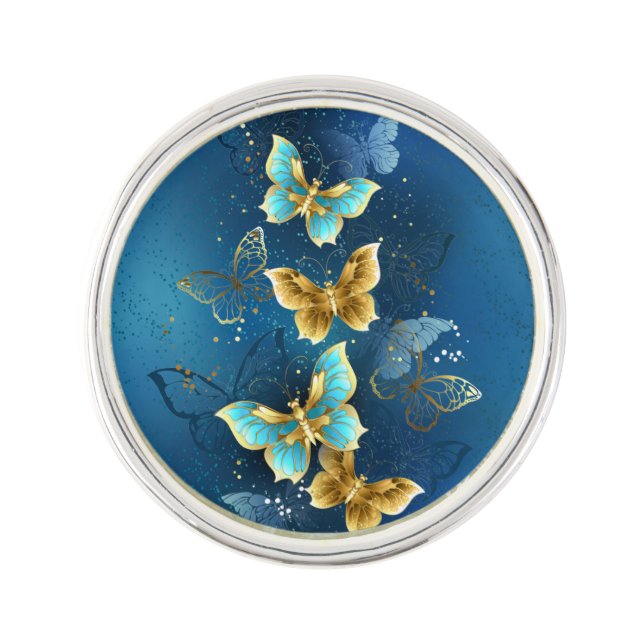 Golden butterflies lapel pin (Front)
