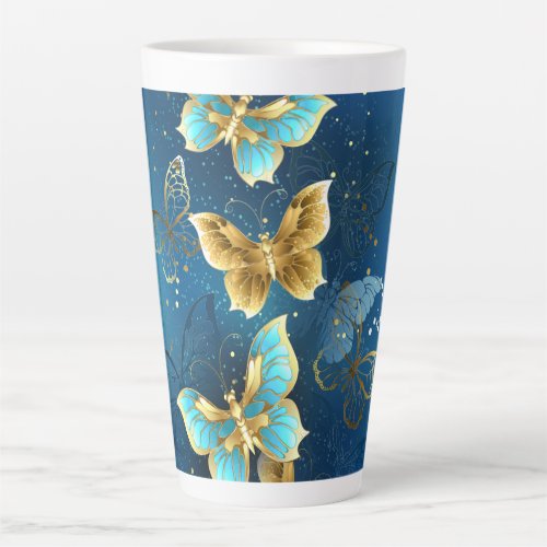 Golden butterflies latte mug