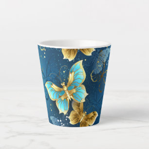 Golden butterflies latte mug