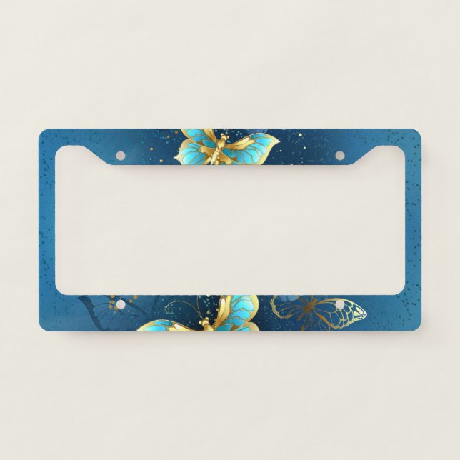Golden butterflies license plate frame (Front)