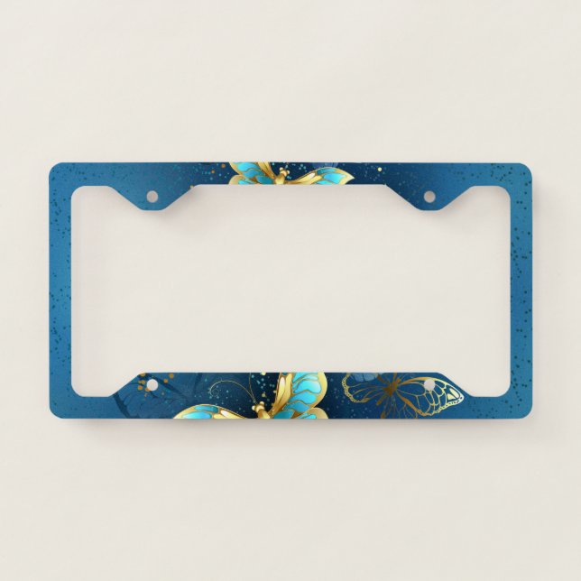 Golden butterflies license plate frame (Front)