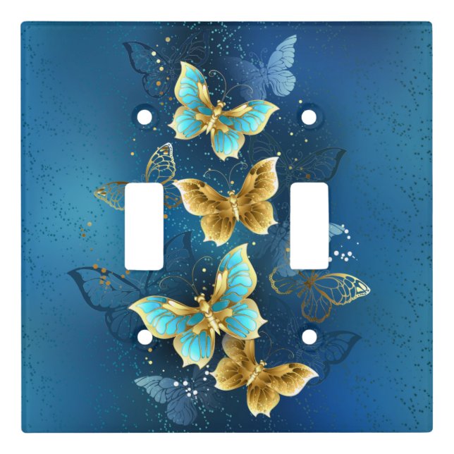 Golden butterflies light switch cover (Front)