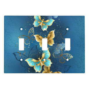 Golden butterflies light switch cover