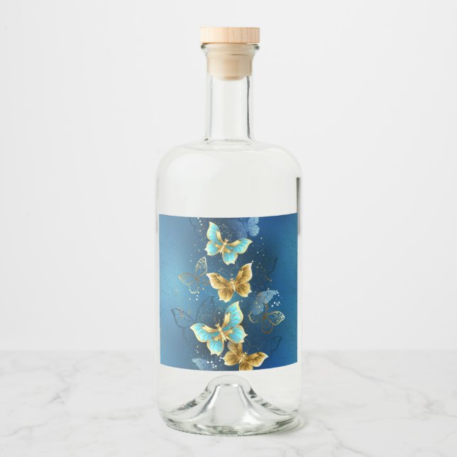 Golden butterflies liquor bottle label (Front)