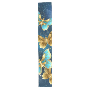 Golden butterflies long table runner