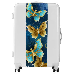 Golden butterflies luggage