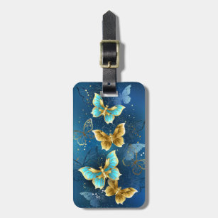 Golden butterflies luggage tag