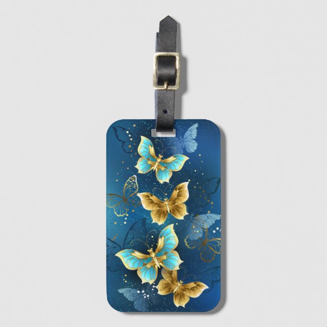 Golden butterflies luggage tag (Front Vertical)