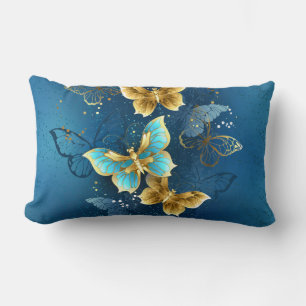 Golden butterflies lumbar pillow