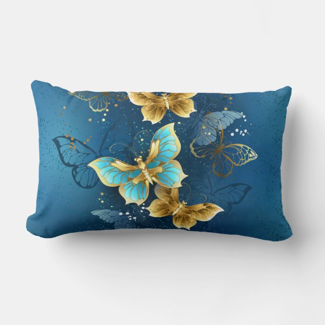 Golden butterflies lumbar pillow (Front)