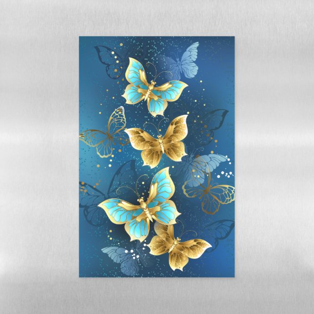 Golden butterflies magnetic dry erase sheet (Vertical)