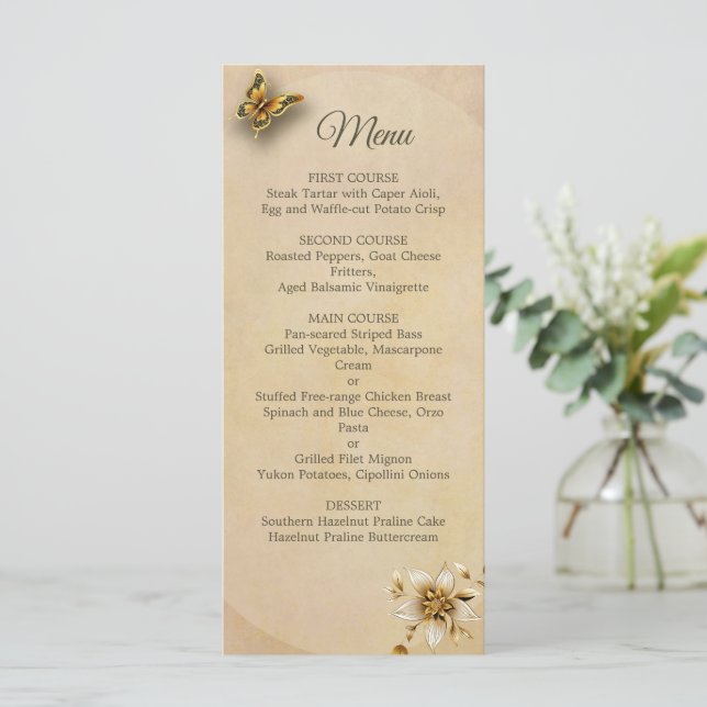 Golden butterflies menu  (Standing Front)