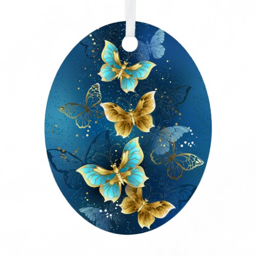 Golden butterflies metal ornament