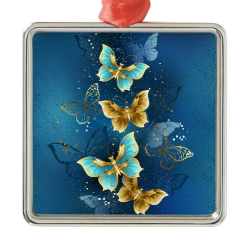 Golden butterflies metal ornament