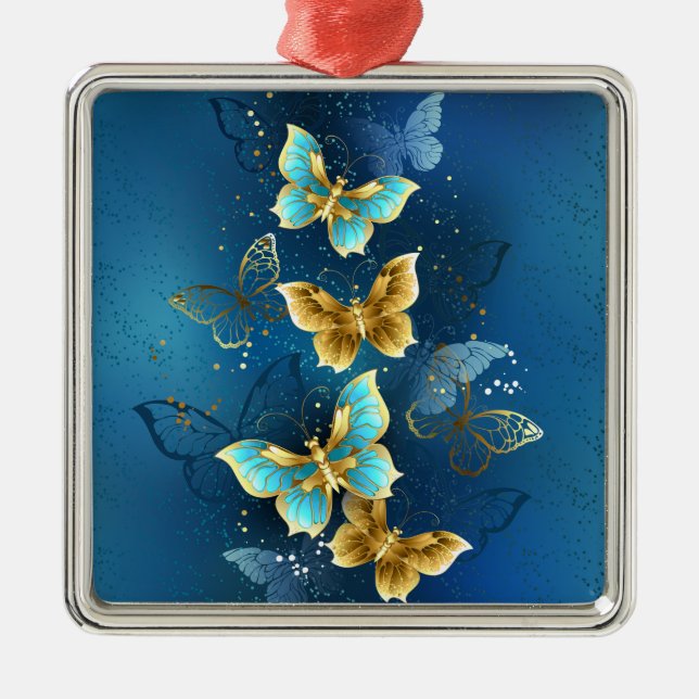 Golden butterflies metal ornament (Front)